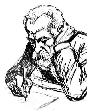 Sketch of Gaudi as an elderly man
